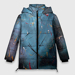 Женская зимняя куртка Тёмно-синий абстрактный туман и краски