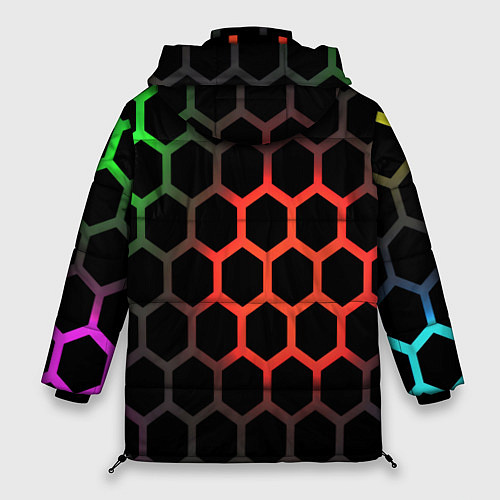 Женская зимняя куртка Gradient hexagon genshin / 3D-Красный – фото 2