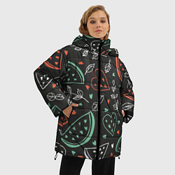 Куртка зимняя женская Любовь в арбузах, цвет: 3D-черный — фото 2