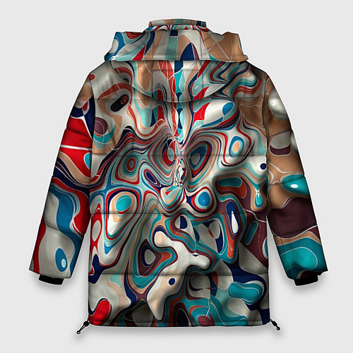 Женская зимняя куртка Волны - краски / 3D-Красный – фото 2