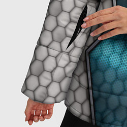 Куртка зимняя женская Cyber texture abstraction, цвет: 3D-светло-серый — фото 2