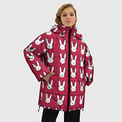 Куртка зимняя женская Bunny Pattern red, цвет: 3D-черный — фото 2