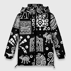 Куртка зимняя женская Знаки племени Майя, цвет: 3D-светло-серый