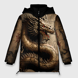 Женская зимняя куртка Китайский дракон с открытой пастью