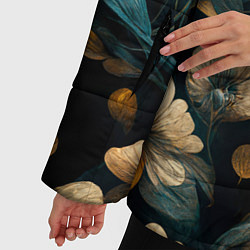 Куртка зимняя женская Узор цветочный паттерн, цвет: 3D-черный — фото 2
