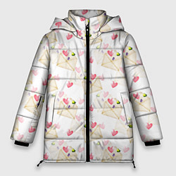Женская зимняя куртка Конверты с сердечками - паттерн