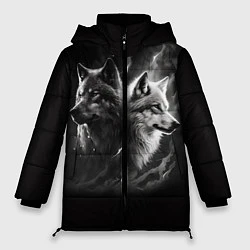 Куртка зимняя женская Волки - белый и черный, цвет: 3D-черный