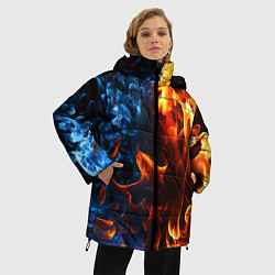 Куртка зимняя женская Битва огней - два пламени, цвет: 3D-черный — фото 2