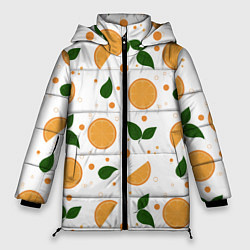 Женская зимняя куртка Апельсины с листьями