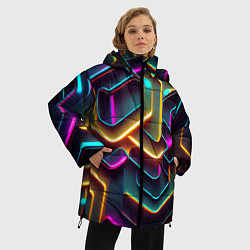 Куртка зимняя женская Неоновый узор на стене, цвет: 3D-светло-серый — фото 2