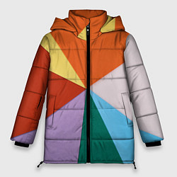 Куртка зимняя женская Разноцветные пересекающиеся треугольники, цвет: 3D-красный