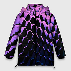 Куртка зимняя женская Шестиугольники волны, цвет: 3D-светло-серый