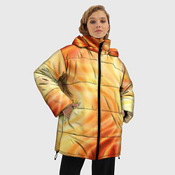Куртка зимняя женская Абстрактные оранжево-жёлтые солнечные волны, цвет: 3D-красный — фото 2