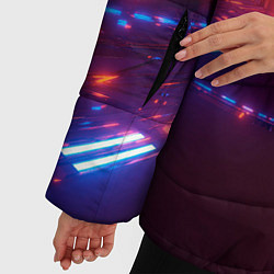 Куртка зимняя женская Неоновые разнообразные абстрактные лучи, цвет: 3D-черный — фото 2