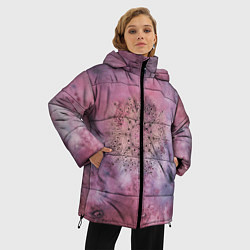 Куртка зимняя женская Мандала гармонии, фиолетовая, космос, цвет: 3D-черный — фото 2