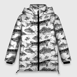 Куртка зимняя женская Паттерн на каждый день о рыбалке, цвет: 3D-светло-серый