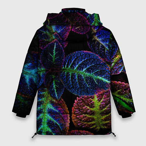 Женская зимняя куртка Неоновые листья растений / 3D-Красный – фото 2