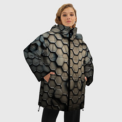 Куртка зимняя женская Сталь и соты, цвет: 3D-светло-серый — фото 2