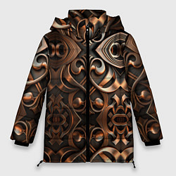 Куртка зимняя женская Золотой узор - паттерн, цвет: 3D-черный