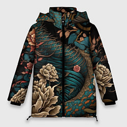 Куртка зимняя женская Японский змей Irezumi, цвет: 3D-светло-серый