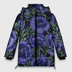 Куртка зимняя женская Анемоны, цвет: 3D-черный