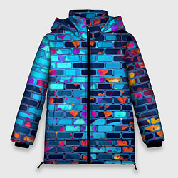 Куртка зимняя женская Кирпичные сердца, цвет: 3D-черный
