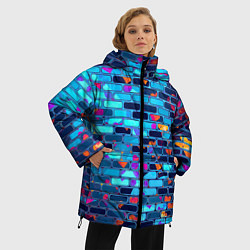 Куртка зимняя женская Кирпичные сердца, цвет: 3D-красный — фото 2