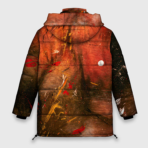 Женская зимняя куртка Абстрактный красный туман и краски / 3D-Красный – фото 2
