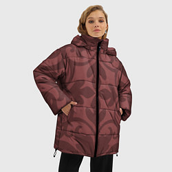 Куртка зимняя женская Красивые узоры на красном, цвет: 3D-черный — фото 2