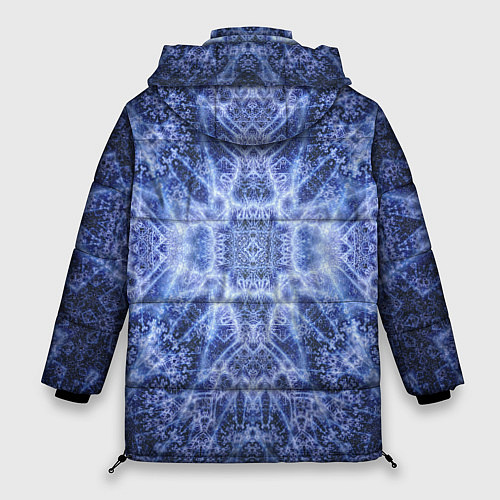 Женская зимняя куртка Ледяные линии на синем цвете / 3D-Красный – фото 2