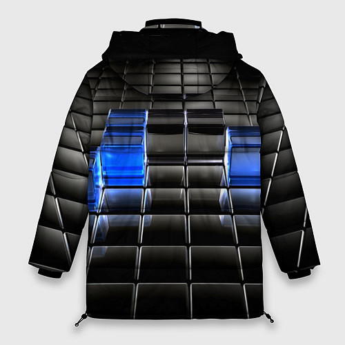 Женская зимняя куртка Хромированные кубы абстракция / 3D-Красный – фото 2