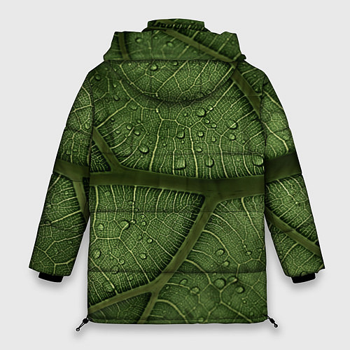 Женская зимняя куртка Текстура зелёной листы / 3D-Красный – фото 2