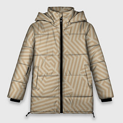 Куртка зимняя женская Бежевый цвет с геометрическим узором, цвет: 3D-черный