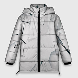 Куртка зимняя женская Абстрактные разные белые и серые фигуры, цвет: 3D-светло-серый