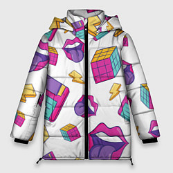 Куртка зимняя женская Паттерн в стиле 90-х, цвет: 3D-светло-серый