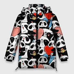 Женская зимняя куртка Панды с сердечками