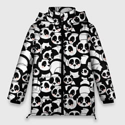 Куртка зимняя женская Чёрно-белые панды, цвет: 3D-красный