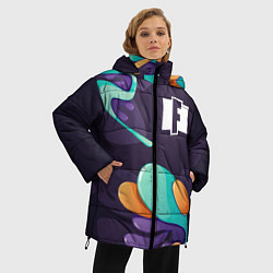 Куртка зимняя женская Fortnite graffity splash, цвет: 3D-черный — фото 2