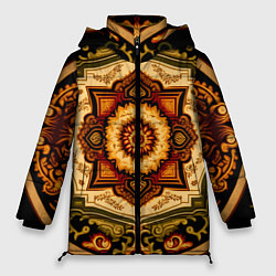Куртка зимняя женская Красивый паттерн ковра, цвет: 3D-черный