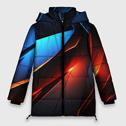 Куртка зимняя женская Красно-синие элементы, цвет: 3D-черный
