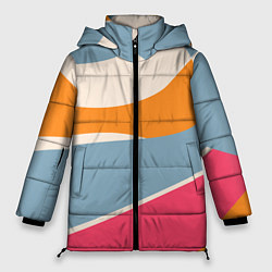 Куртка зимняя женская Разноцветная абстракция в стиле модерн, цвет: 3D-черный