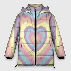 Куртка зимняя женская Сердца пастельные оттенки, цвет: 3D-черный