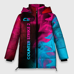 Куртка зимняя женская Counter Strike 2 - neon gradient: по-вертикали, цвет: 3D-черный