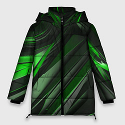 Куртка зимняя женская Green black abstract, цвет: 3D-черный