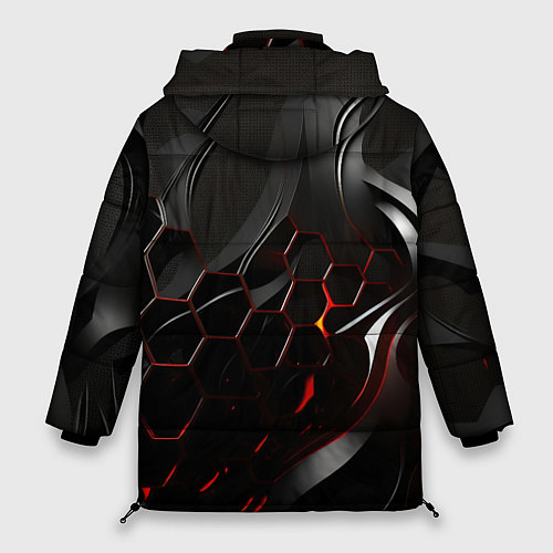 Женская зимняя куртка Черно-красные плиты / 3D-Красный – фото 2