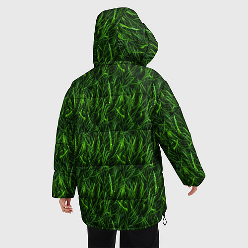 Женская зимняя куртка Сочный узор из зеленой травки / 3D-Черный – фото 4