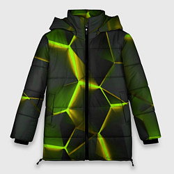 Куртка зимняя женская Разлом неоновых плит, цвет: 3D-черный
