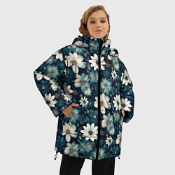 Куртка зимняя женская Узор из весенних цветочков, цвет: 3D-светло-серый — фото 2