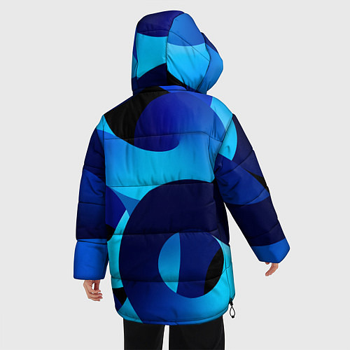 Женская зимняя куртка Синие линии в виде узоров / 3D-Светло-серый – фото 4
