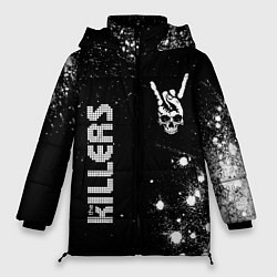 Женская зимняя куртка The Killers и рок символ на темном фоне